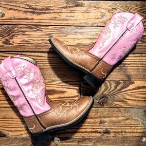 Old West Pink and Brown Cowboy Boots